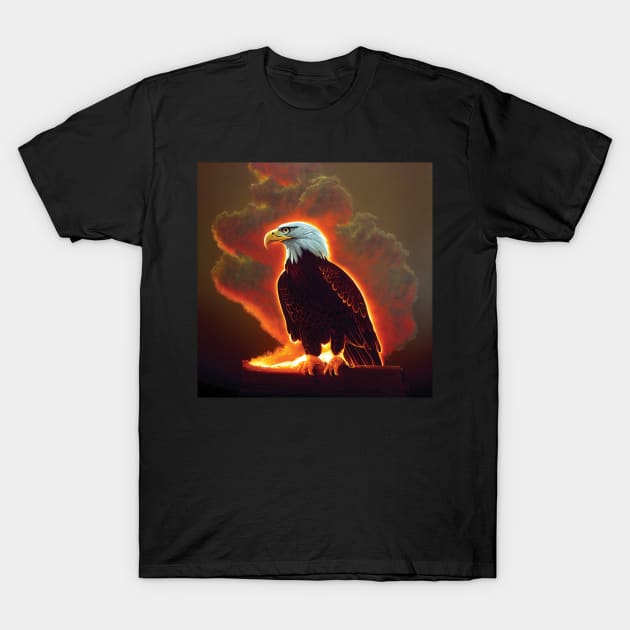 Majestic Bald Eagle in glowing clouds T-Shirt by Geminiartstudio